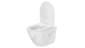 VAS DE TOALETA SUSPENDAT REA CARLOS NATURE MARBLE, EFECT DE MARMURA ALBA, DIN CERAMICA, CALITATE SUPERIOARA - Img 2