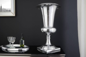 VAS DECORATIV, GOAL 75CM, METAL ARGINTIU, COD 37466, DESIGN MODERN - Img 2
