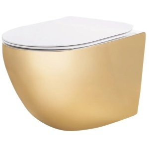 VAS WC SUSPENDABIL, CARLO FLAT MINI, ALB/AURIU, CALITATE SUPERIOARA