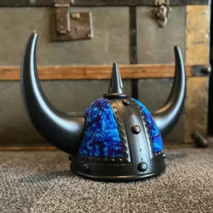 CAPACETE VIKING PRETO COM DANISH AZUL