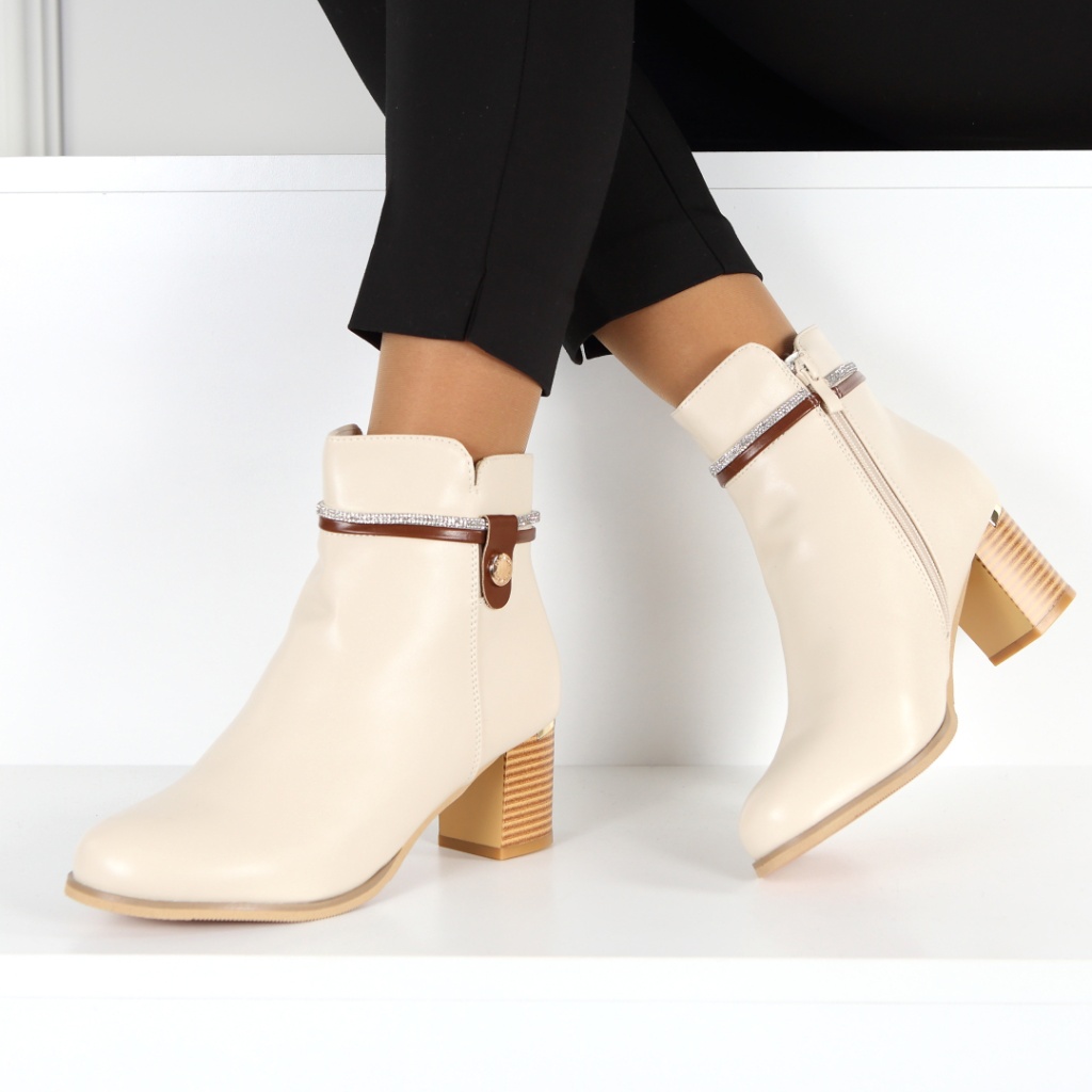 Botine bej imblanite Useria - 1 | YEO