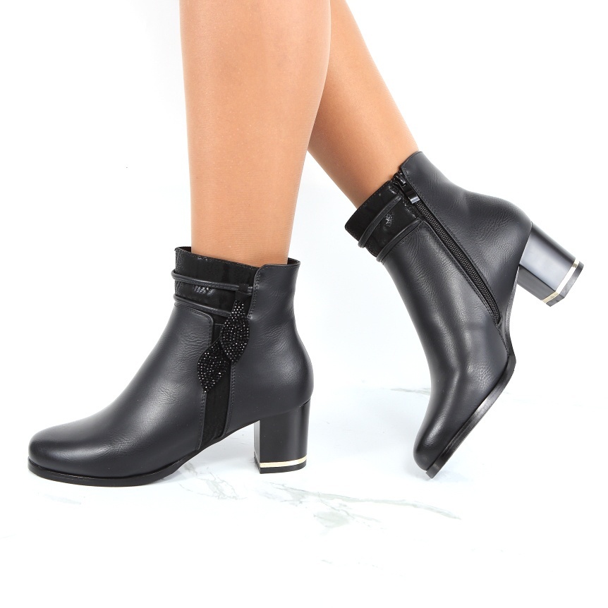 Botine negre imblanite Melyn - 1 | YEO