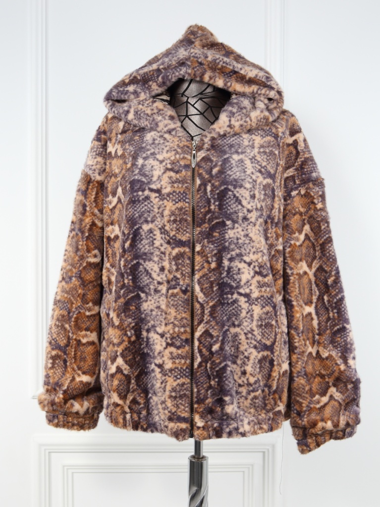 Haina animal print din blana ecologica Lione