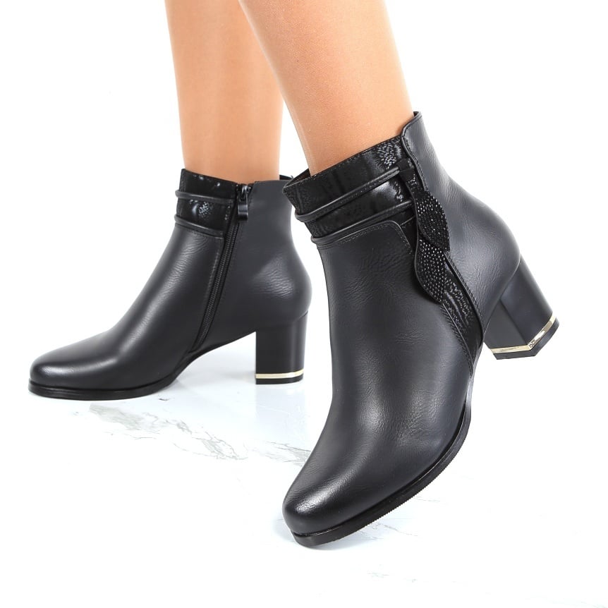 Botine negre imblanite Melyn - 2 | YEO