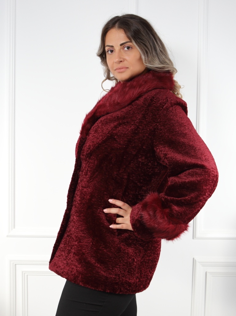 Haina bordo din blana ecologicade astrahan Velin - 1 | YEO