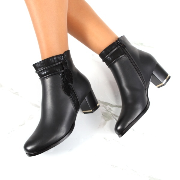 Botine negre imblanite Melyn