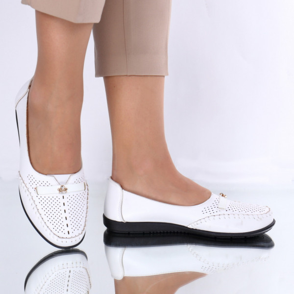 Pantofi piele ecologica albi Zeta - Img 1