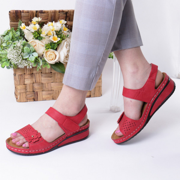 Sandale rosii piele ecologica Nuna