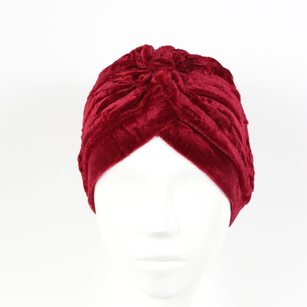 Turban rosu catifelat Ina