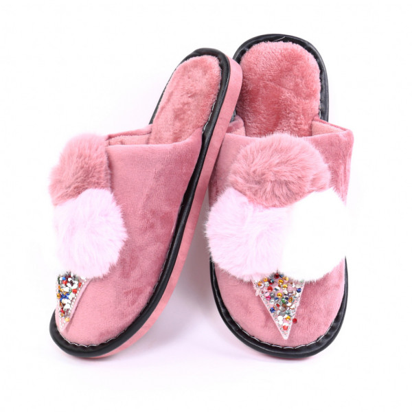 Papuci cu puf roz Parvi