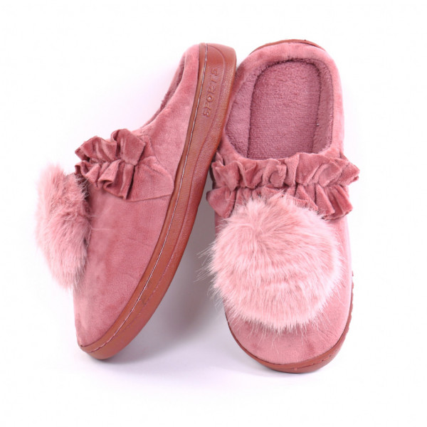 Papuci pufosi roz Miri