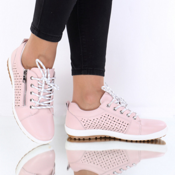 Pantofi piele ecologica roz Valentina