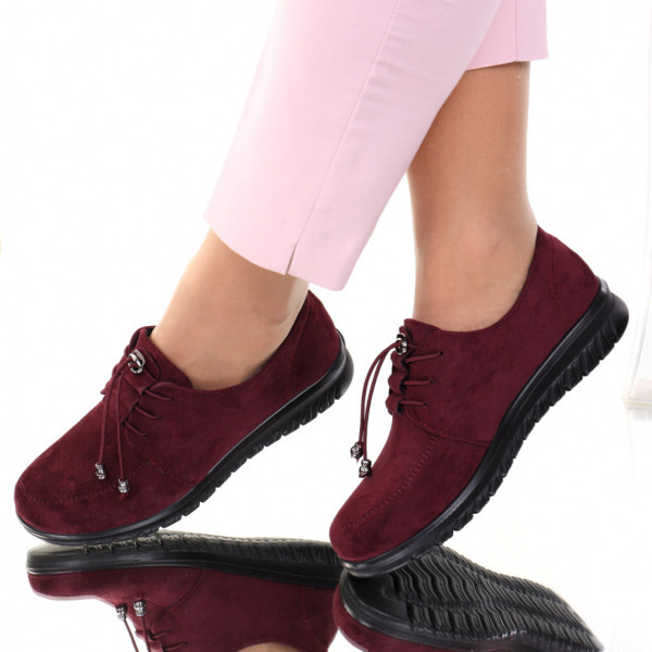Pantofi piele ecologica intoarsa bordo Vela