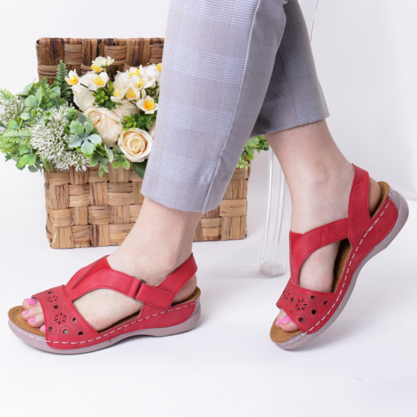 Sandale rosii piele ecologica Safira