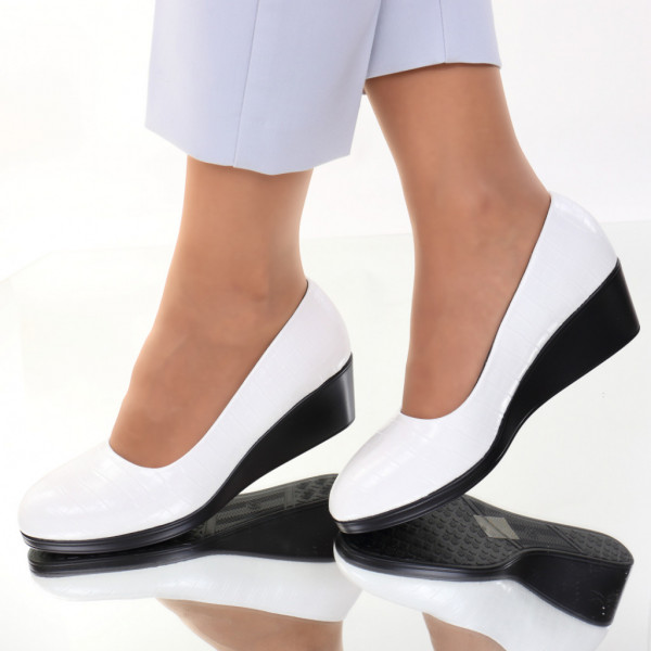 Pantofi piele ecologica albi Felicia