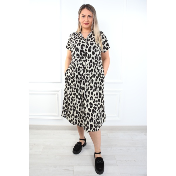 Rochie crem cu negru Evana