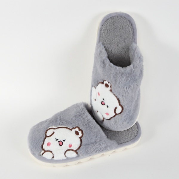 Papuci gri de casa Lunel