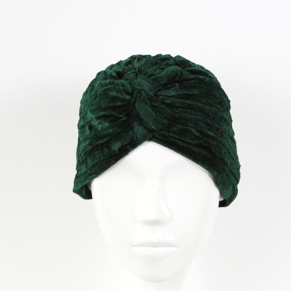 Turban verde catifelat Ina