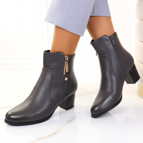 Botine cu toc patrat gri Aspasia - Img 1