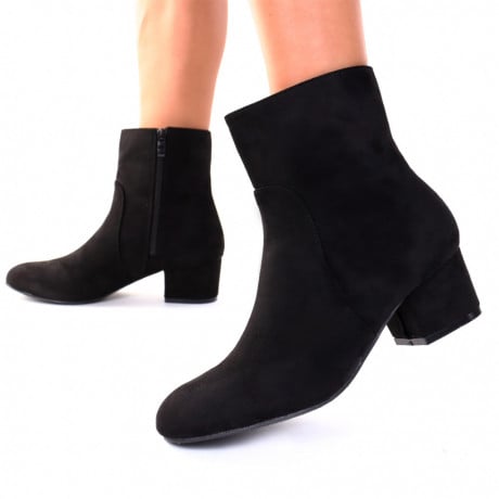 Botine piele ecologica intoarsa negre Genesia - Img 1