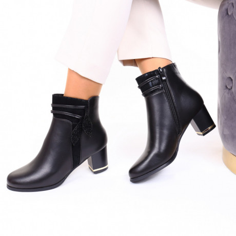 Botine piele ecologica negre Rodica - Img 2