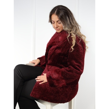 Haina bordo din blana ecologica Velin