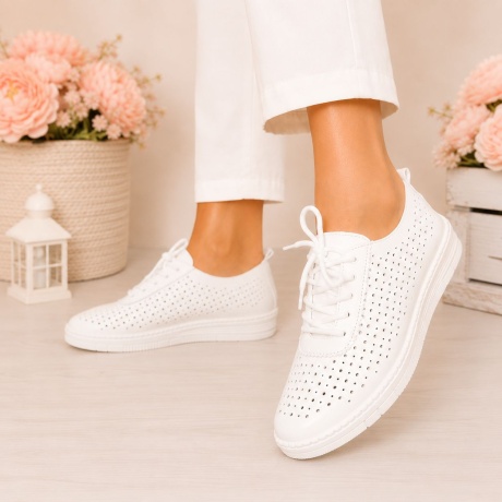 Pantofi albi usori Raima