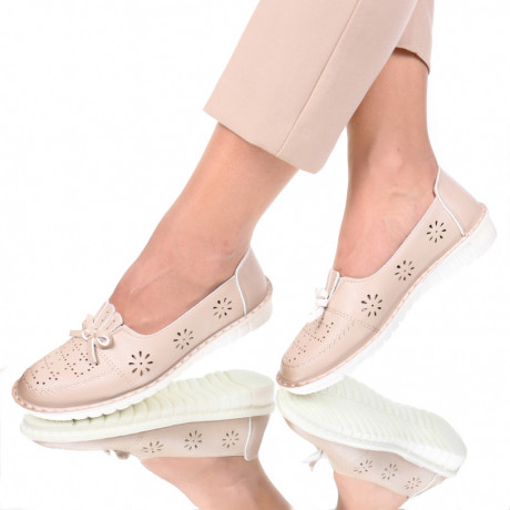 Pantofi piele ecologica bej Mariska - Img 2