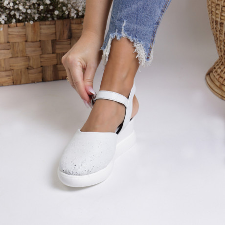 Sandale piele ecologica albe Aylin - Img 2