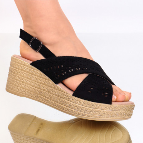 Sandale piele ecologica negre Tamera - Img 2