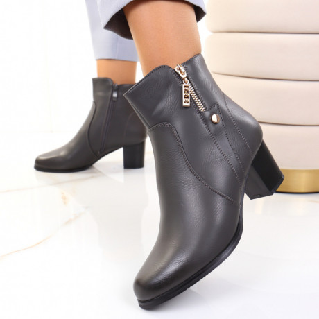 Botine cu toc patrat gri Aspasia - Img 2