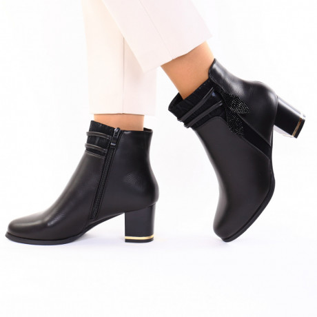 Botine piele ecologica negre Rodica - Img 3