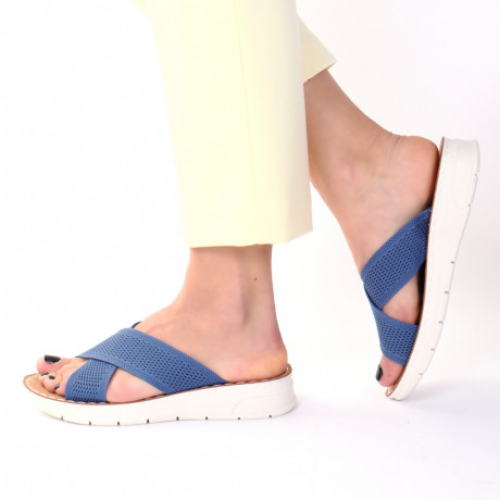Papuci material textil albastri Milika - Img 3