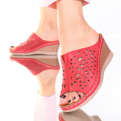 Papuci rosii cu platforma Odina - Img 2