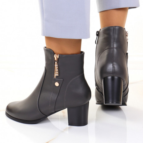 Botine cu toc patrat gri Aspasia - Img 3