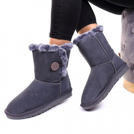 Cizme tip UGG piele intoarsa naturala gri Tina - Img 2