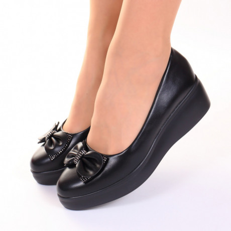 Pantofi negri cu platforma Ovidia - Img 3