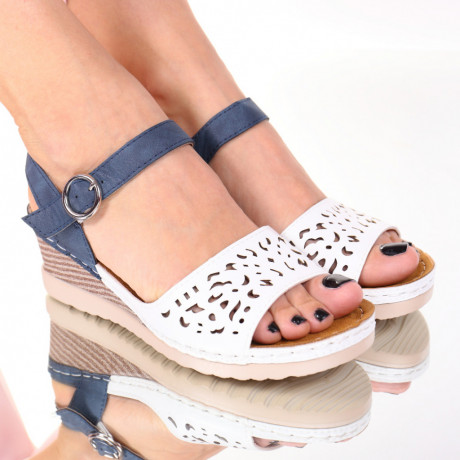 Sandale alb cu bleumarin usoare Sarita - Img 1