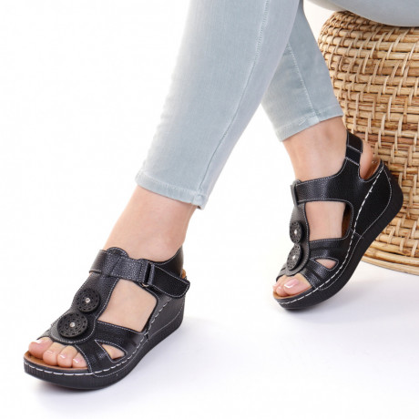 Sandale piele ecologica negre Costelia - Img 1