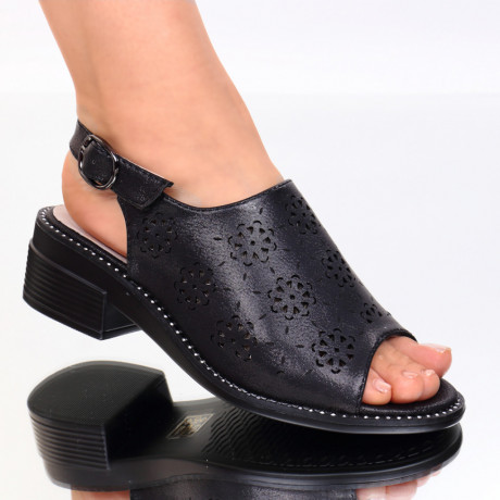 Sandale piele ecologica negre Evelin - Img 4