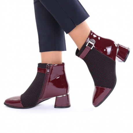 Botine piele ecologica bordo Silvana