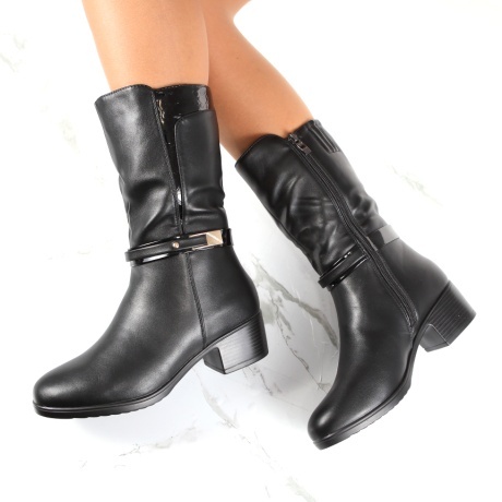 Cizme negre imblanite Neris - Img 2