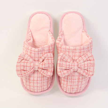 Papuci de casa cu fundita roz Semi