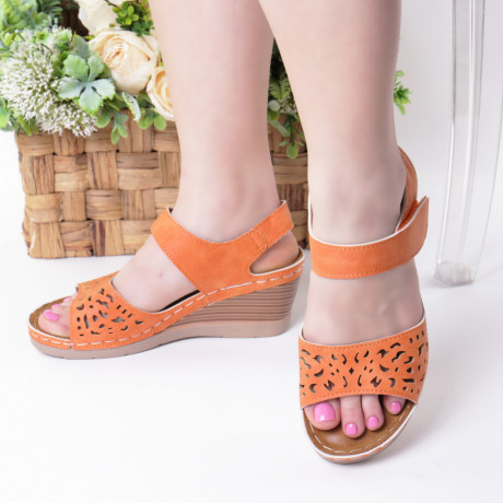 Sandale portocalii piele ecologica Hara - Img 2