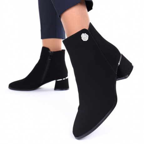 Botine piele ecologica matifiata negre Suava - Img 3