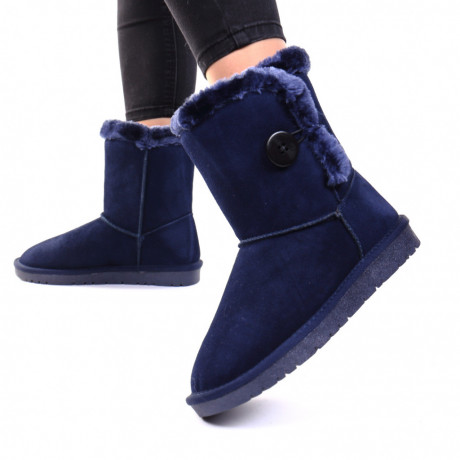 Cizme tip UGG piele intoarsa naturala bleumarin Tina