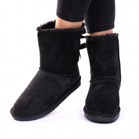 Cizme tip UGG piele intoarsa naturala negre Gaby - Img 2