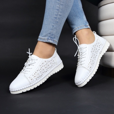 Pantofi albi comozi Valdina