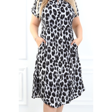 Rochie alb cu negru Evana - Img 2