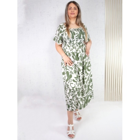 Rochie alb cu verde Nerimana - Img 2